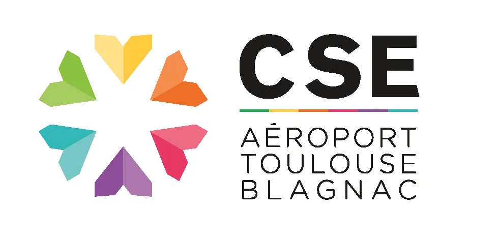 Logo du CSE de l’aéroport Toulouse-Blagnac, version rectangulaire