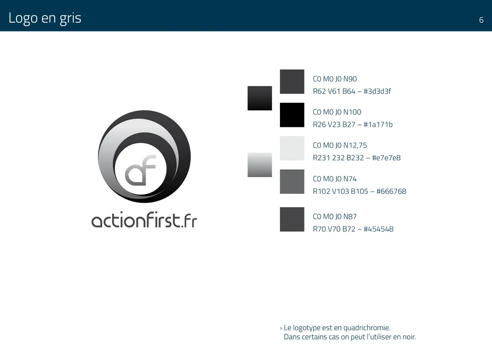 La déclinaison graphique en niveau de gris du logo