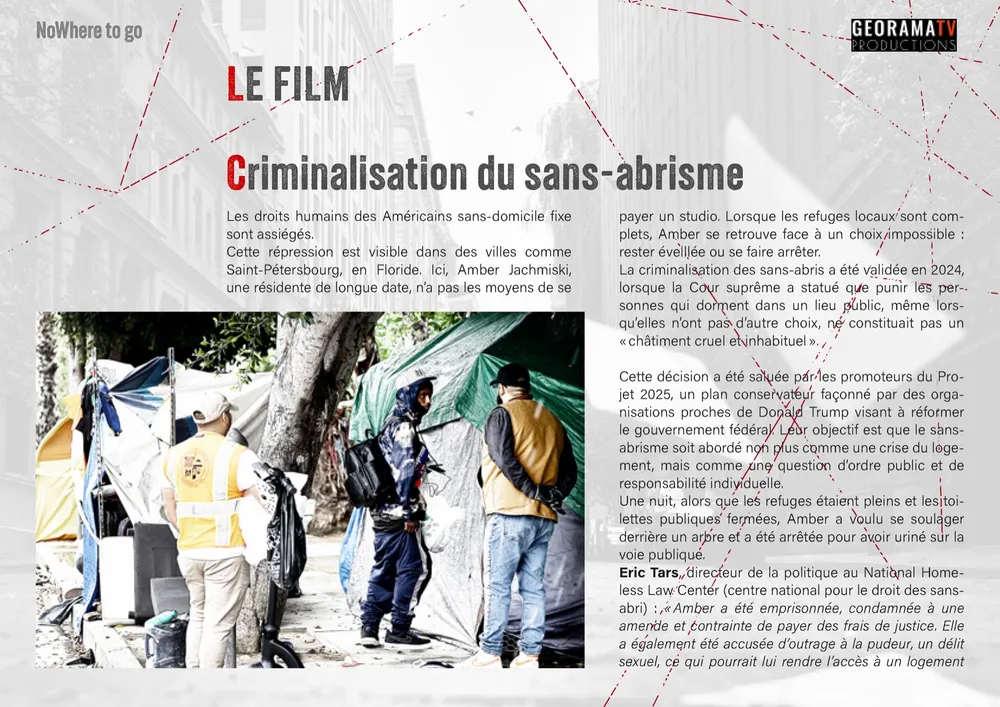 Page du dossier de présentation NoWhere to Go, page 5/13