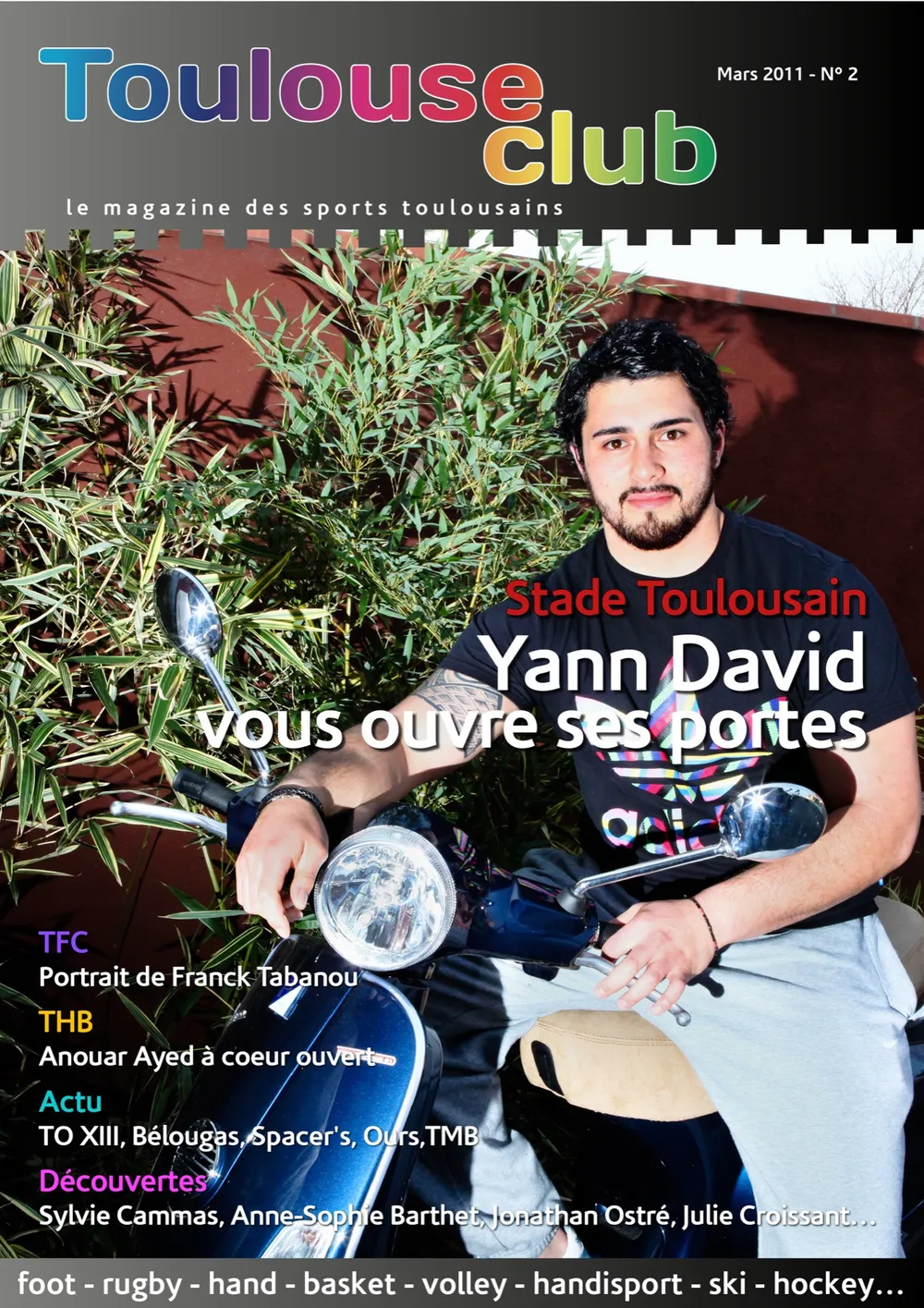 Graphisme et mise en page, couverture du numéro 2 du magazine Toulouse club