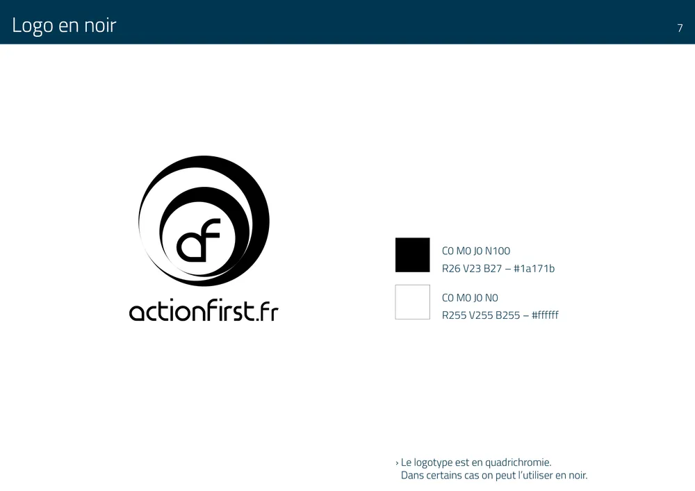 La déclinaison graphique en noir et blanc du logo