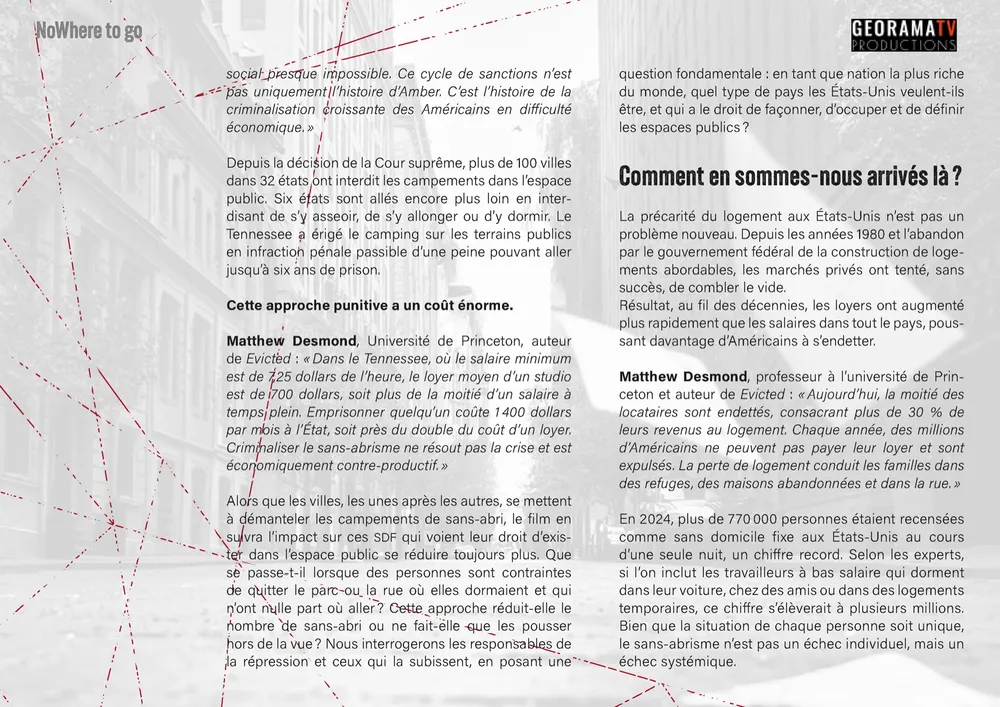 Page du dossier de présentation NoWhere to Go, page 6/13