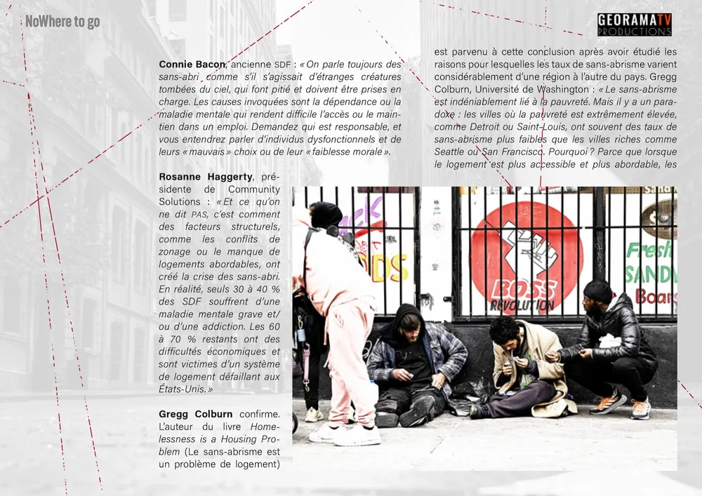 Page du dossier de présentation NoWhere to Go, page 7/13