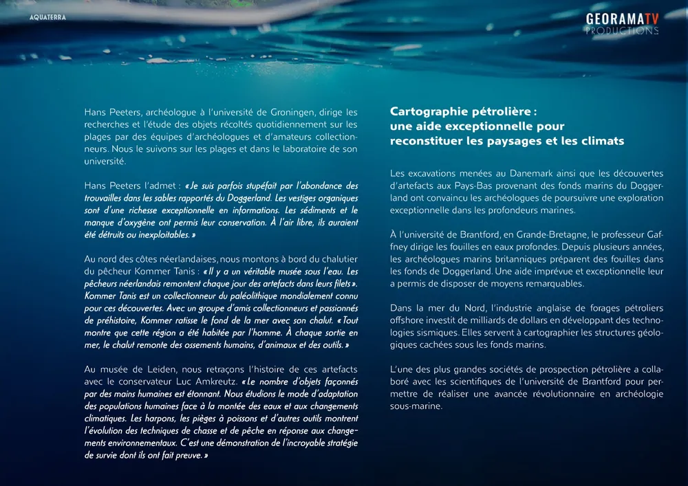 Page du dossier de présentation Aquaterra, Doggerland refait surface, page 10/18