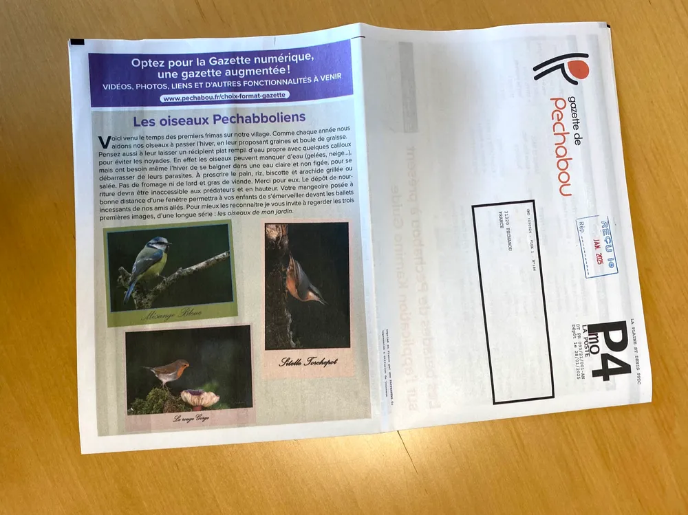 Mise en page der de couv. bulletin papier par un graphiste