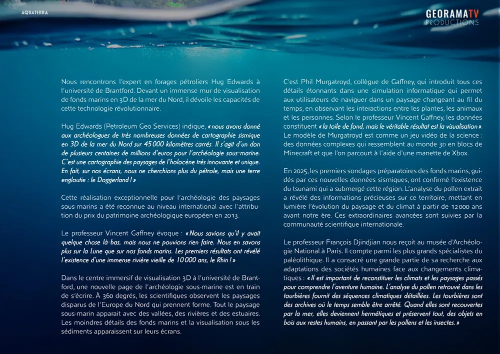 Page du dossier de présentation Aquaterra, Doggerland refait surface, page 11/18