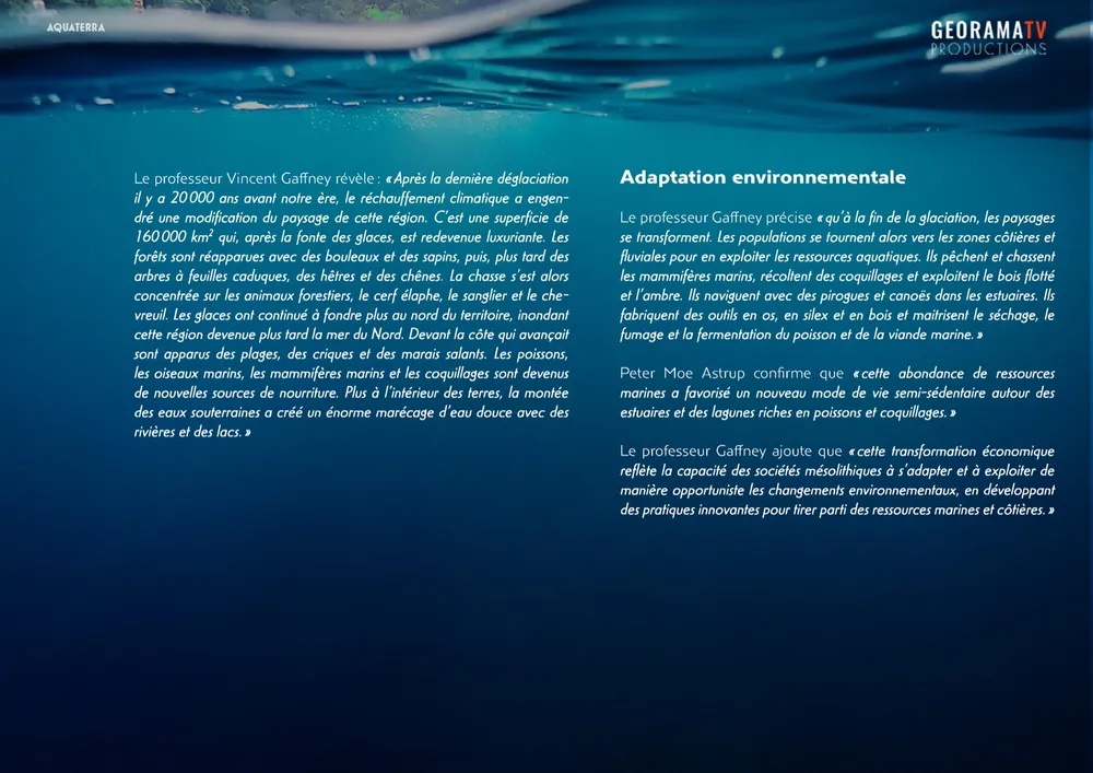 Page du dossier de présentation Aquaterra, Doggerland refait surface, page 12/18