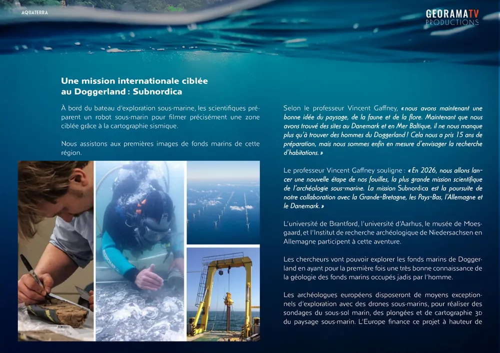 Page du dossier de présentation Aquaterra, Doggerland refait surface, page 13/18