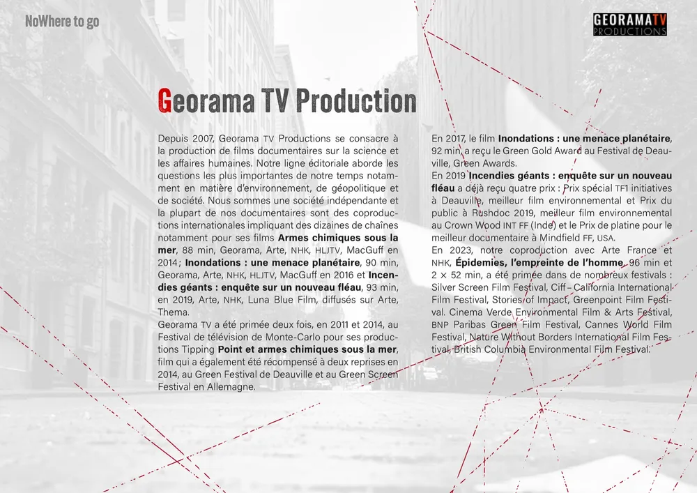 Page du dossier de présentation NoWhere to Go, page 13/13
