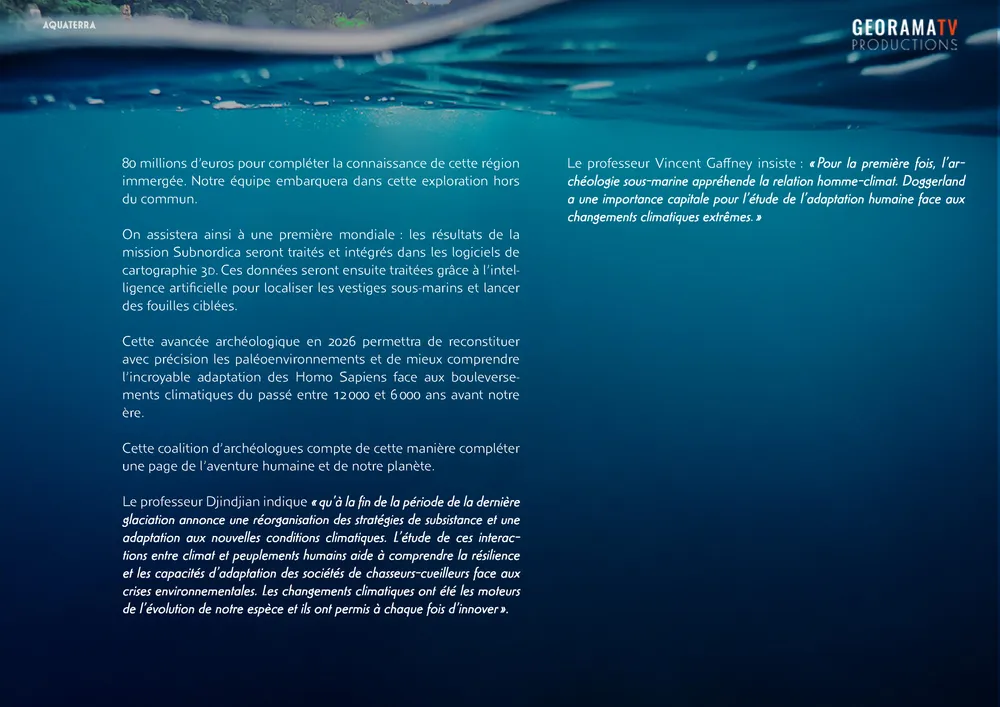 Page du dossier de présentation Aquaterra, Doggerland refait surface, page 14/18