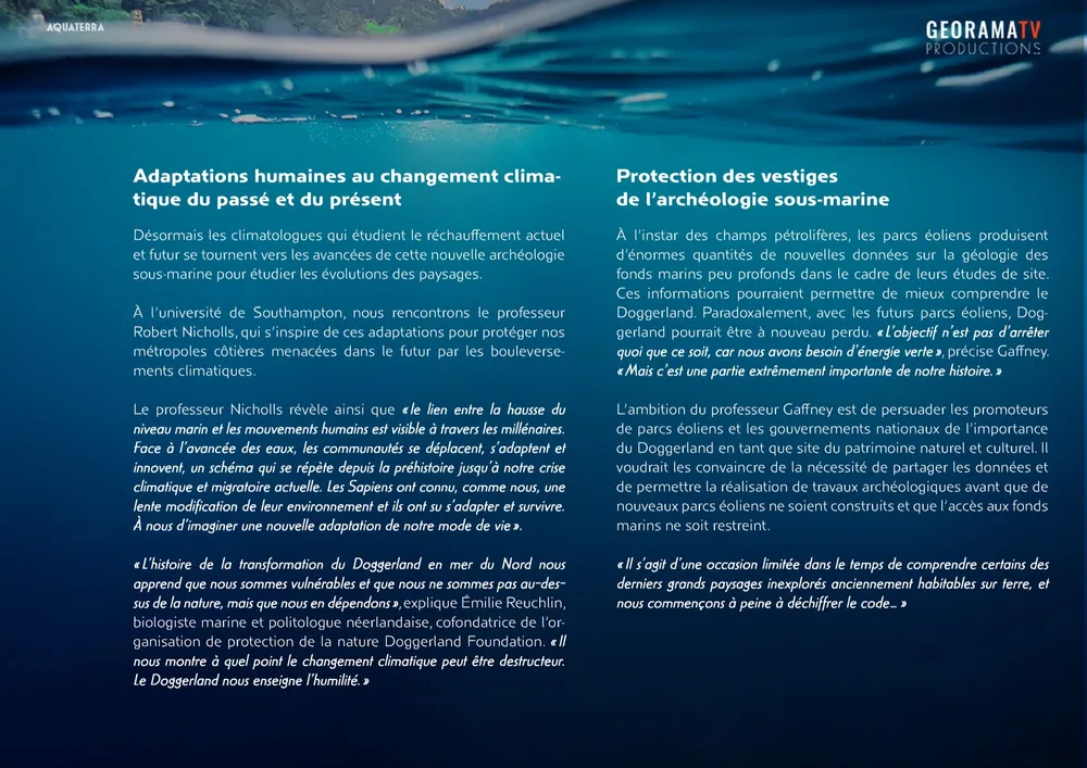 Page du dossier de présentation Aquaterra, Doggerland refait surface, page 15/18