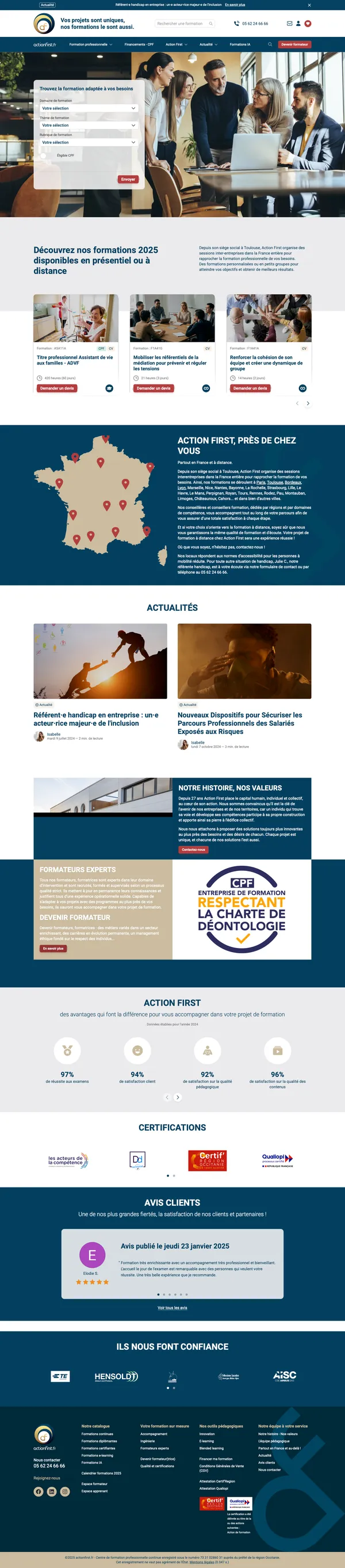 Graphisme de site web Toulouse, site Action First
