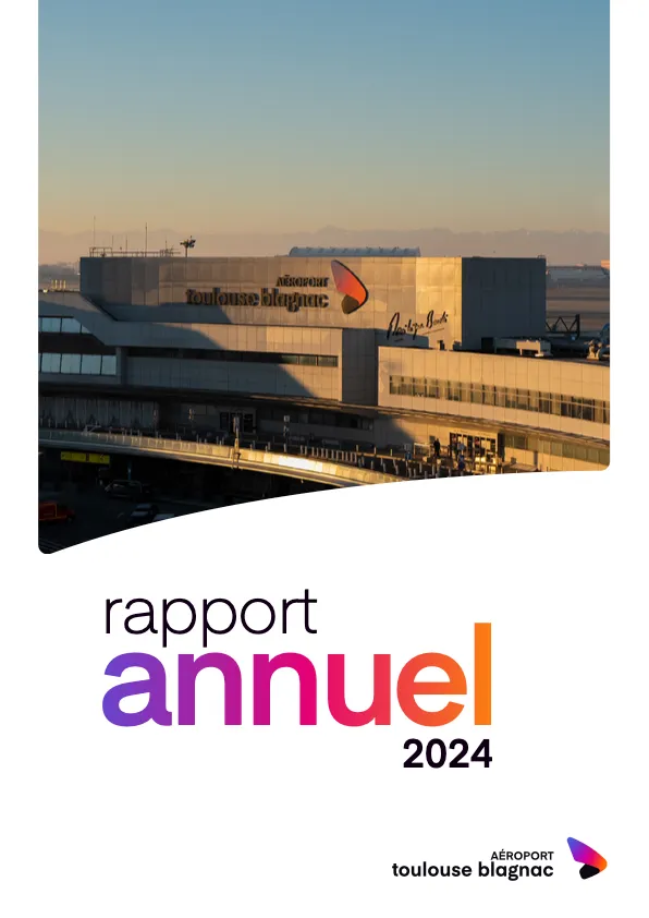 Création graphique de la couverture du rapport d'activité de l'aéroport Toulouse-Blagnac